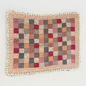Pem America Quilted Crochet Lined Pillow Sham 20X26X2 Patchwork